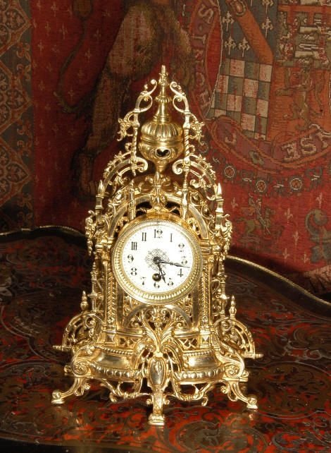 *****  Sold  ***** Small Antique French Rococo Boudoir Clock - Japy Freres